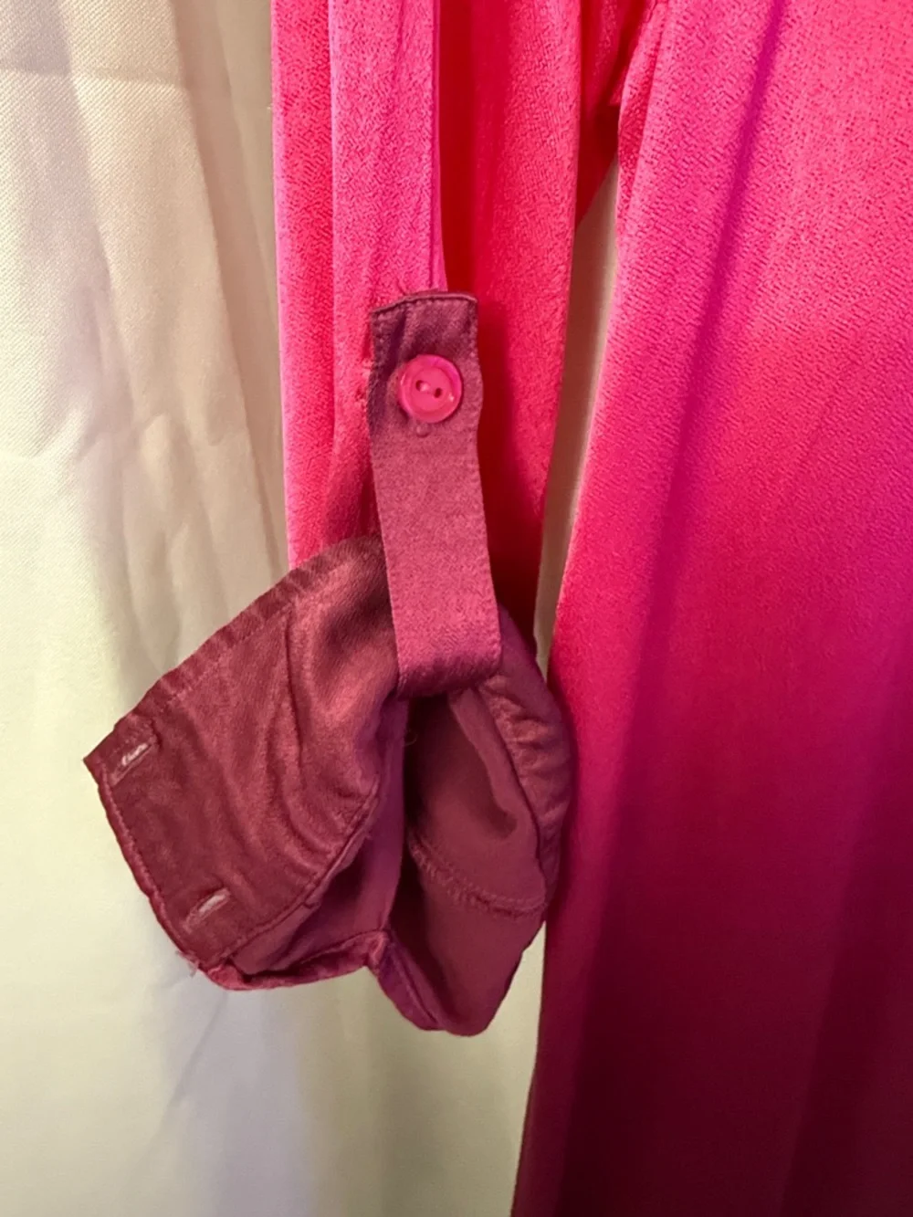 Long Sleeve Ombre Pink to Burgundy Shirt Dress - Picture 4 of 6